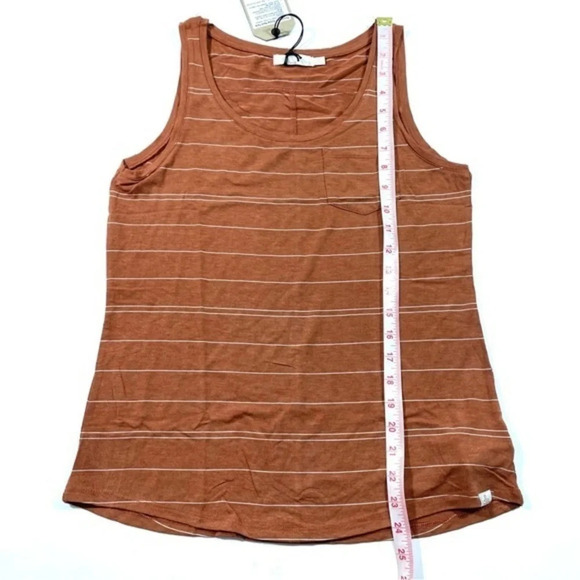New Prana Foundation Scoop Neck Tank Top Copper Stripe - Picture 7 of 7